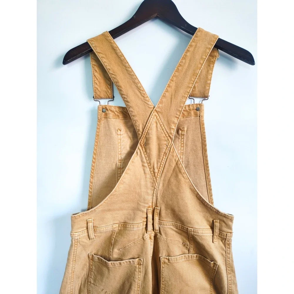 New We The Free People Overalls XS Barrel Leg Good Luck Tan Streetwear Utility